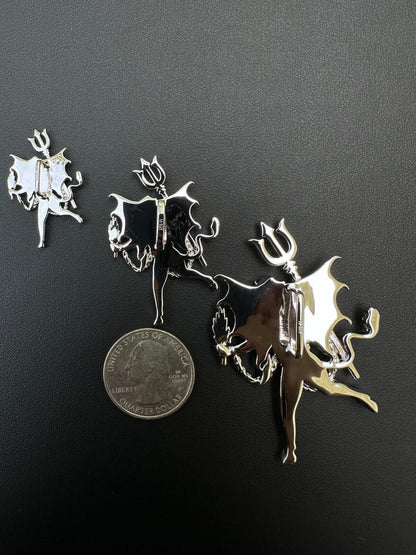 HarlemBling MOISSANITE Devil Satan Pendant - Iced Moissanite Demon Necklace Real 925 Silver