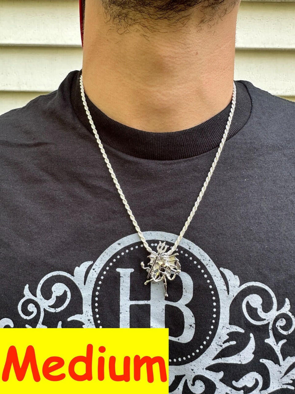 HarlemBling MOISSANITE Devil Satan Pendant - Iced Moissanite Demon Necklace Real 925 Silver