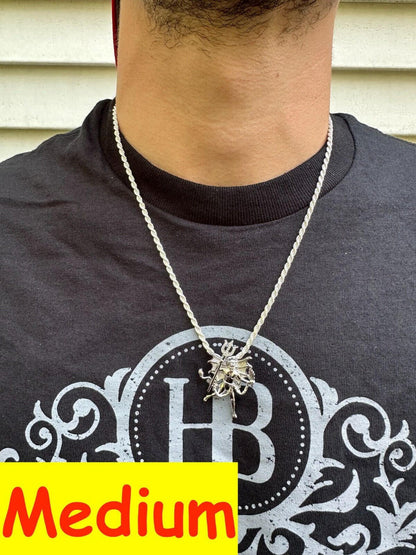 HarlemBling MOISSANITE Devil Satan Pendant - Iced Moissanite Demon Necklace Real 925 Silver