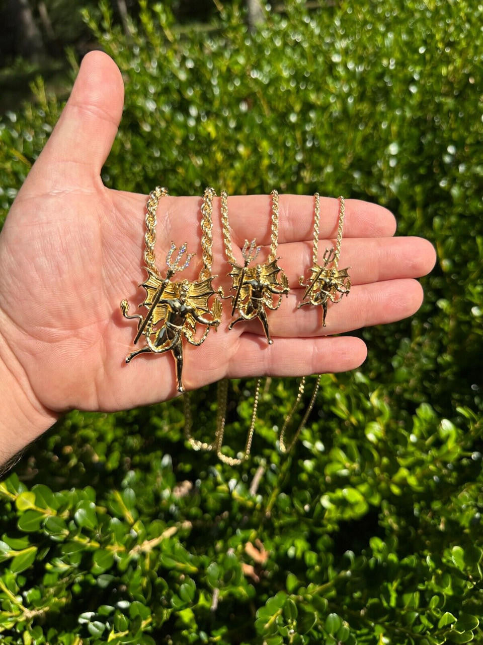 HarlemBling MOISSANITE Devil Satan Pendant - Moissanite Demon Necklace 14k Gold & 925 Silver