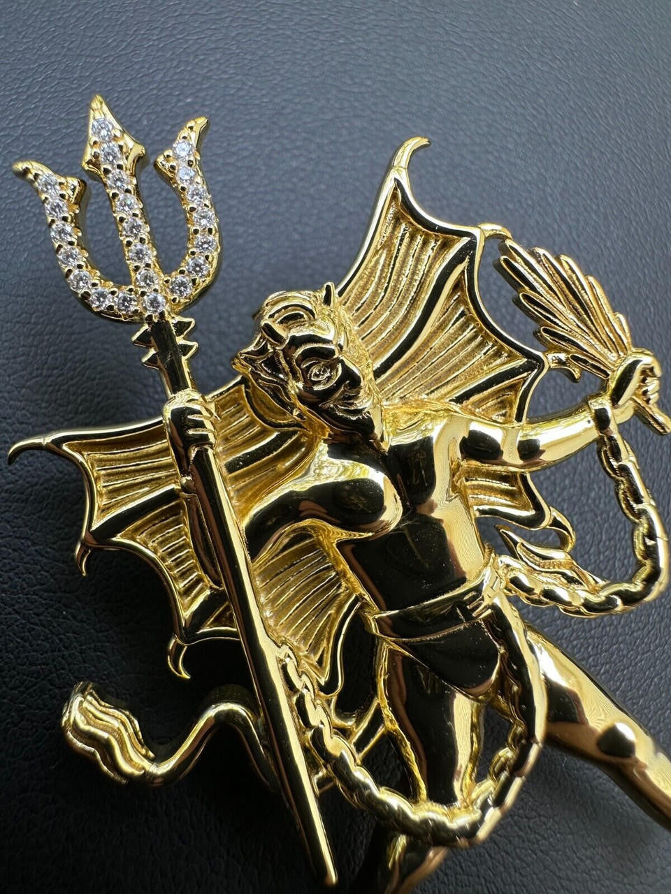 HarlemBling MOISSANITE Devil Satan Pendant - Moissanite Demon Necklace 14k Gold & 925 Silver