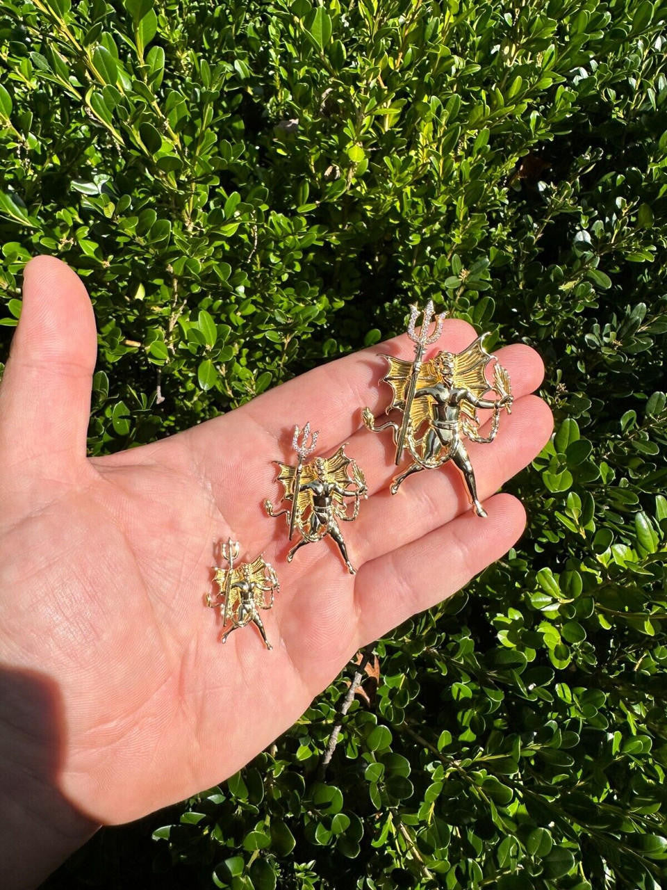 HarlemBling MOISSANITE Devil Satan Pendant - Moissanite Demon Necklace 14k Gold & 925 Silver