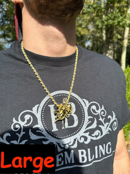 HarlemBling MOISSANITE Devil Satan Pendant - Moissanite Demon Necklace 14k Gold & 925 Silver