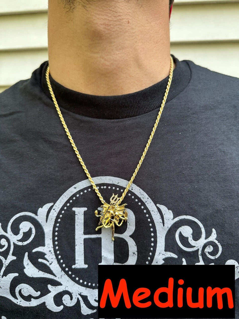 HarlemBling MOISSANITE Devil Satan Pendant - Moissanite Demon Necklace 14k Gold & 925 Silver