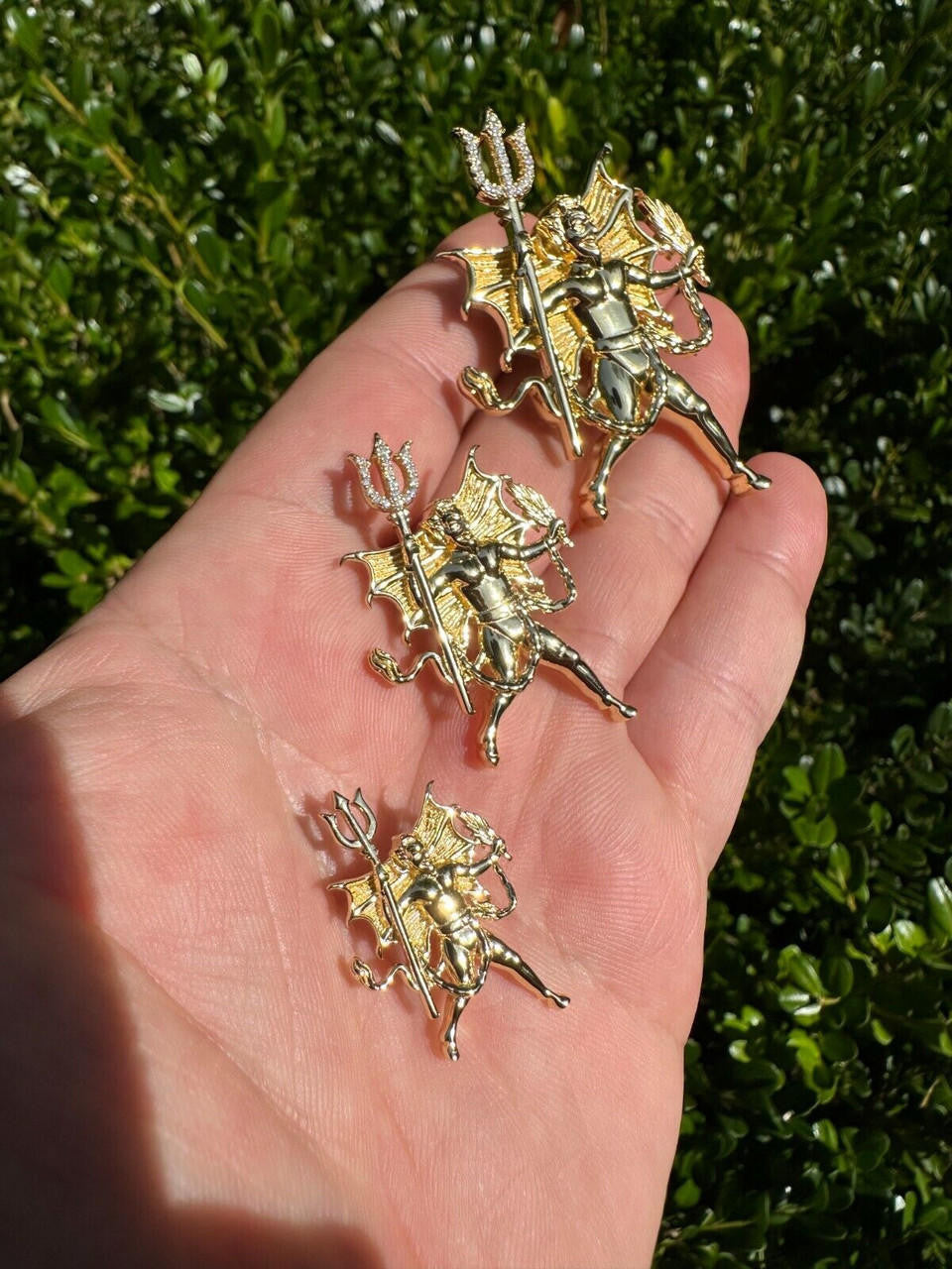 HarlemBling MOISSANITE Devil Satan Pendant - Moissanite Demon Necklace 14k Gold & 925 Silver