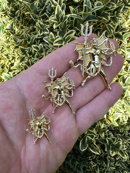 HarlemBling MOISSANITE Devil Satan Pendant - Moissanite Demon Necklace 14k Gold & 925 Silver