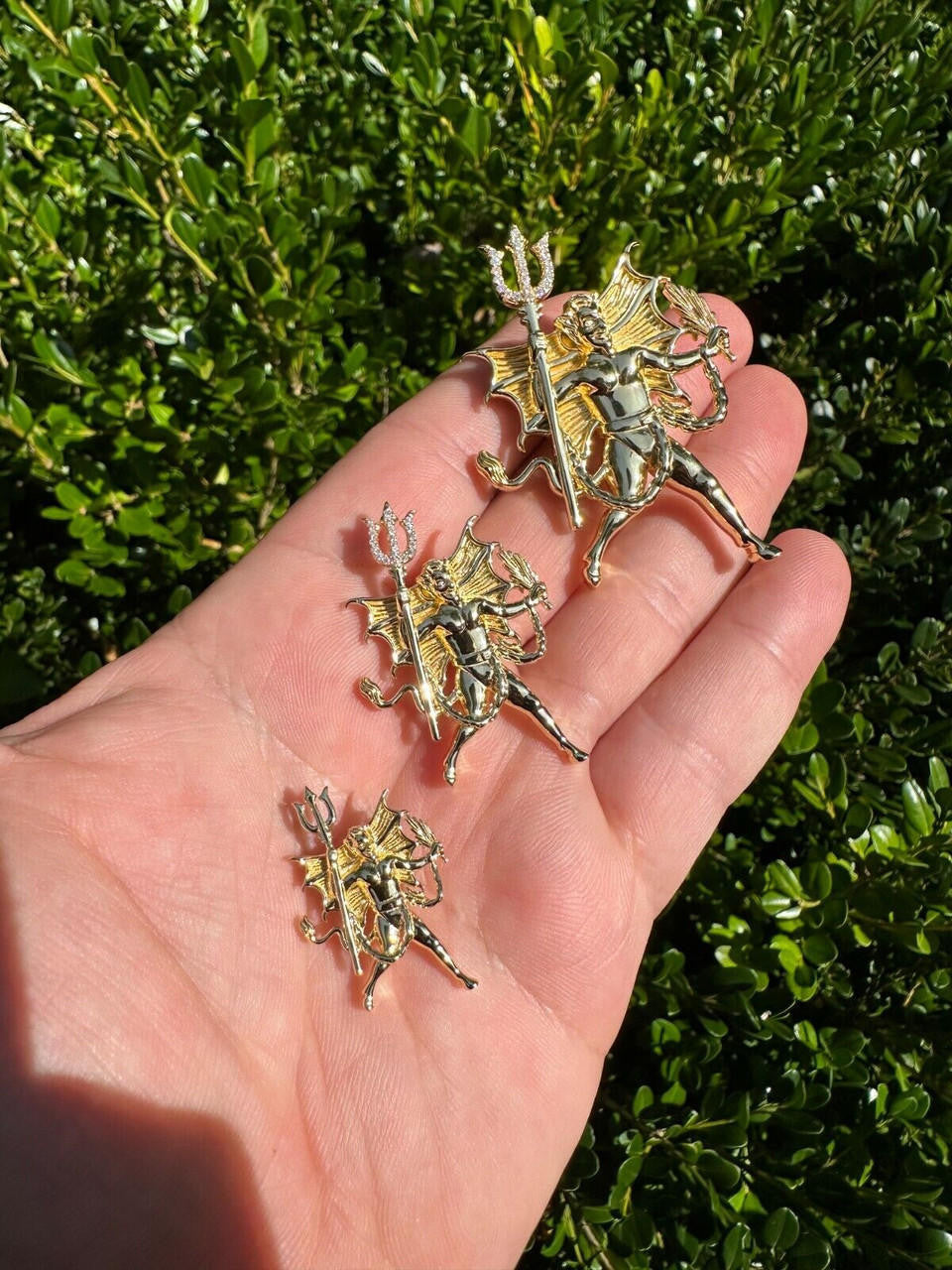 HarlemBling MOISSANITE Devil Satan Pendant - Moissanite Demon Necklace 14k Gold & 925 Silver