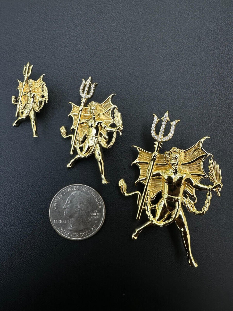 HarlemBling MOISSANITE Devil Satan Pendant - Moissanite Demon Necklace 14k Gold & 925 Silver