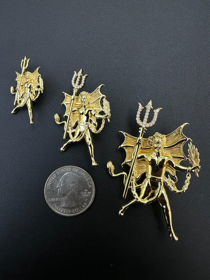 HarlemBling MOISSANITE Devil Satan Pendant - Moissanite Demon Necklace 14k Gold & 925 Silver