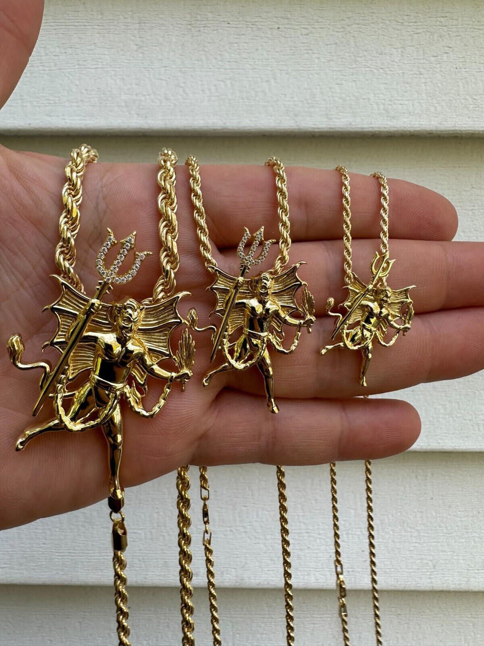 HarlemBling MOISSANITE Devil Satan Pendant - Moissanite Demon Necklace 14k Gold & 925 Silver