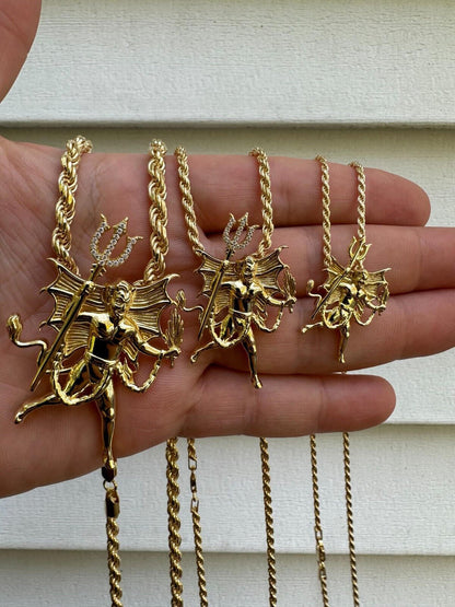 HarlemBling MOISSANITE Devil Satan Pendant - Moissanite Demon Necklace 14k Gold & 925 Silver