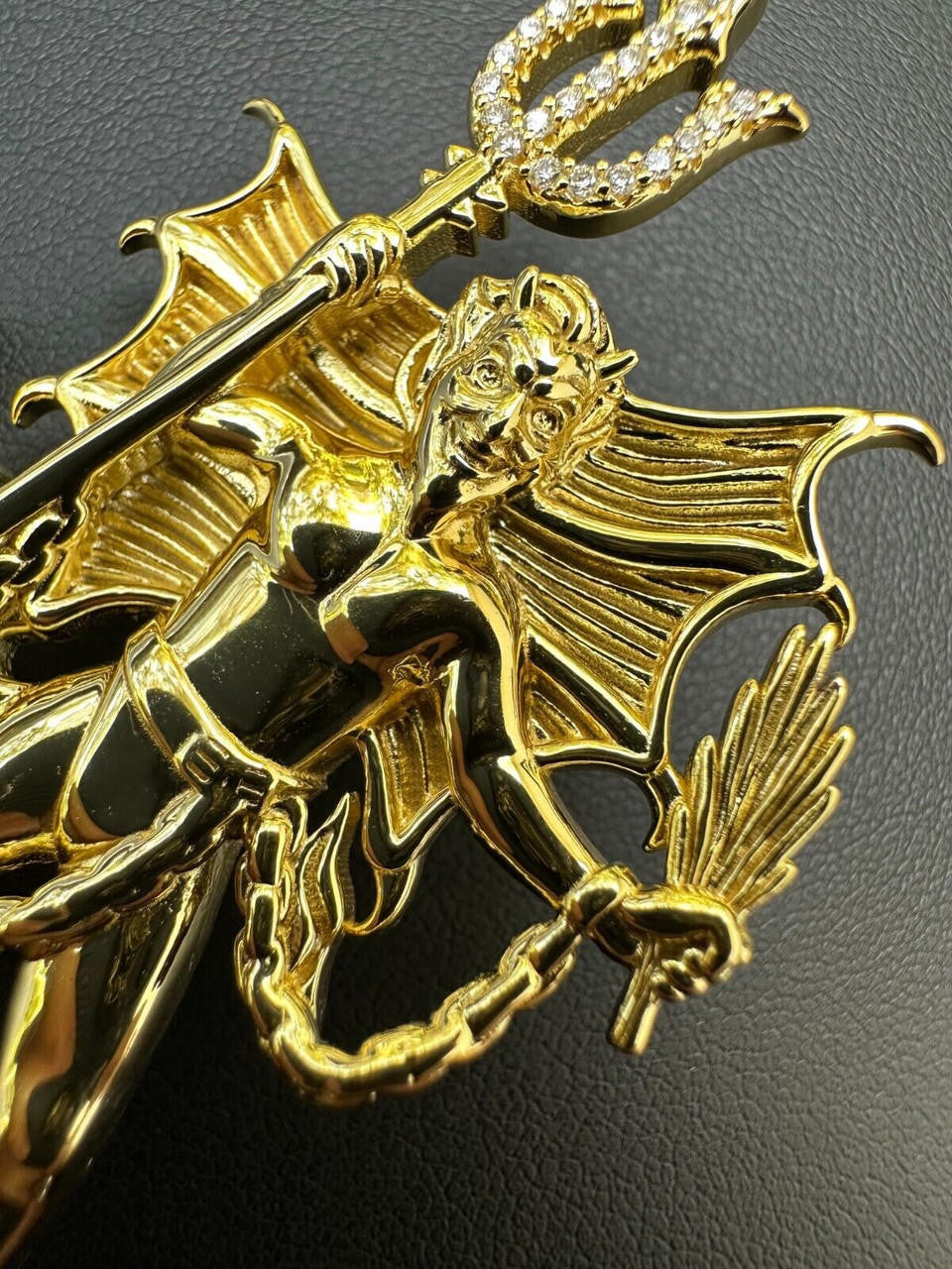 HarlemBling MOISSANITE Devil Satan Pendant - Moissanite Demon Necklace 14k Gold & 925 Silver