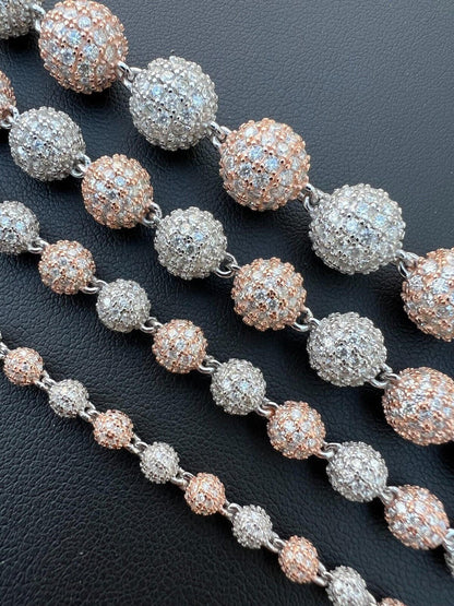 HarlemBling Moissanite Disco Moon Ball Bracelet 925 Silver & 14k Rose Gold Pass Diamond Test