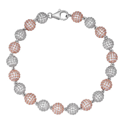 HarlemBling Moissanite Disco Moon Ball Bracelet 925 Silver & 14k Rose Gold Pass Diamond Test