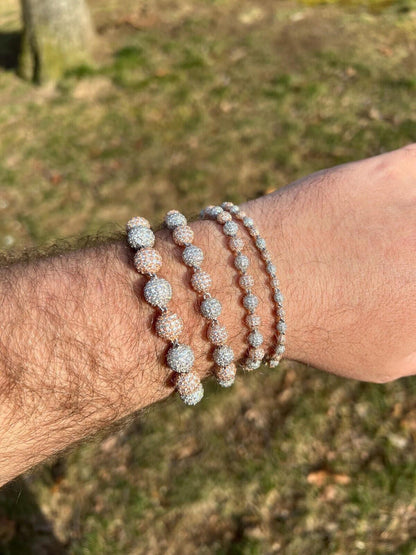 HarlemBling Moissanite Disco Moon Ball Bracelet 925 Silver & 14k Rose Gold Pass Diamond Test