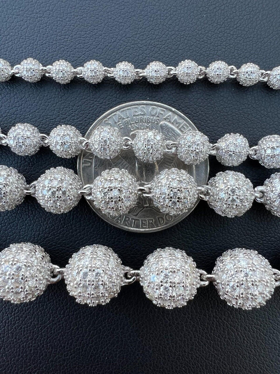 HarlemBling Moissanite Disco Moon Ball Shambala Bracelet 925 Silver 4-10mm Pass Diamond Test