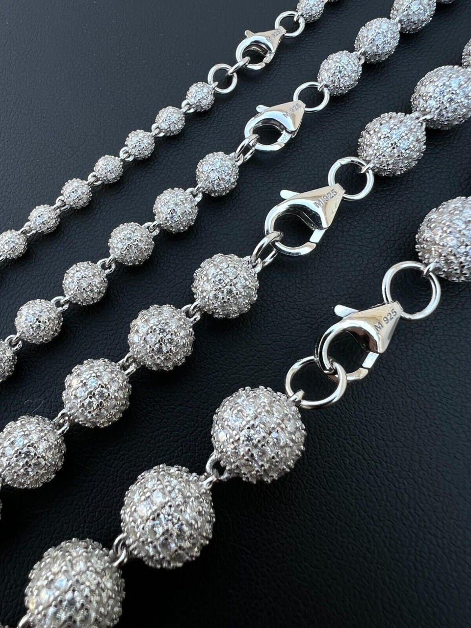 HarlemBling Moissanite Disco Moon Ball Shambala Bracelet 925 Silver 4-10mm Pass Diamond Test