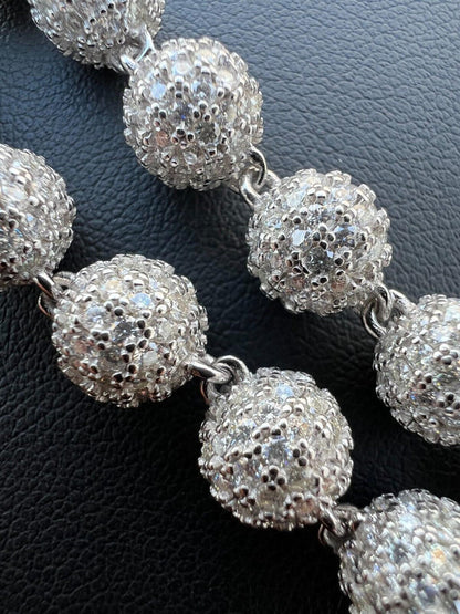 HarlemBling Moissanite Disco Moon Ball Shambala Bracelet 925 Silver 4-10mm Pass Diamond Test