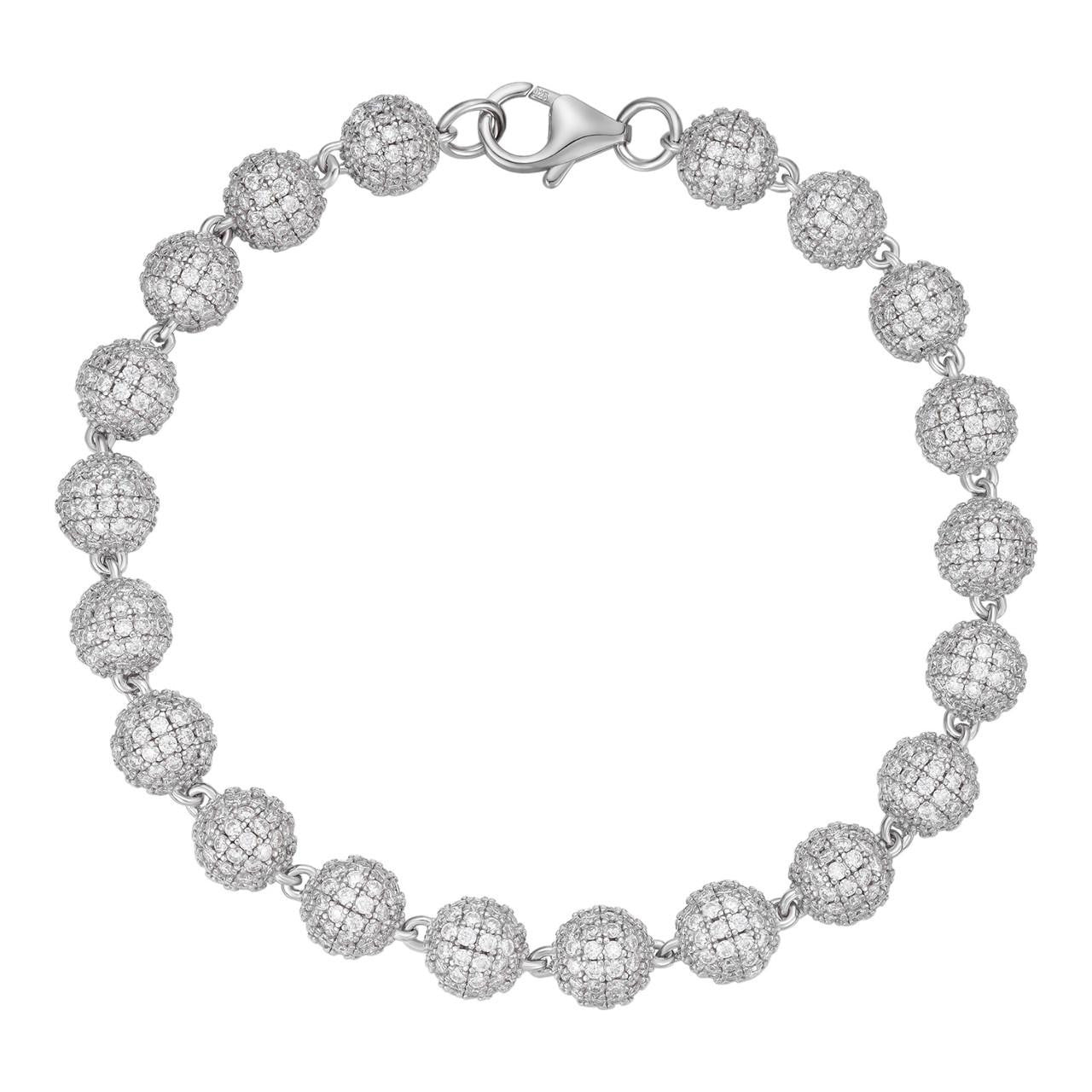 HarlemBling Moissanite Disco Moon Ball Shambala Bracelet 925 Silver 4-10mm Pass Diamond Test