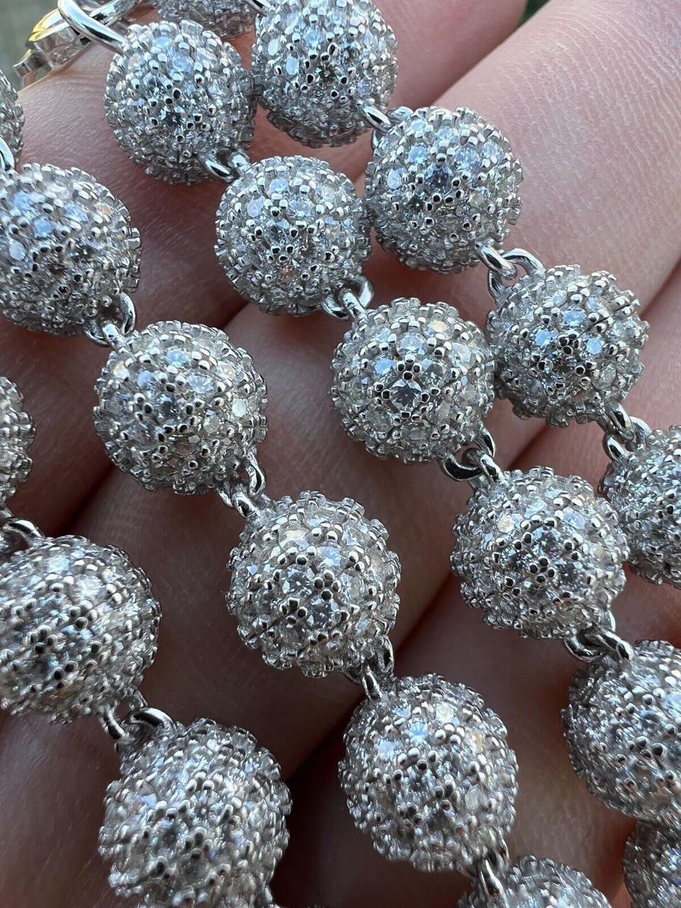 HarlemBling Moissanite Disco Moon Ball Shambala Bracelet 925 Silver 4-10mm Pass Diamond Test