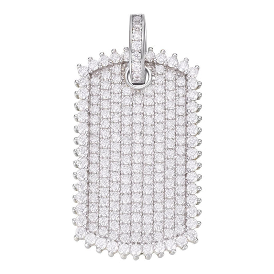 HarlemBling MOISSANITE Dog Tag Iced Hip Hop Pendant - 925 Silver - 3 Sizes 1"-2"