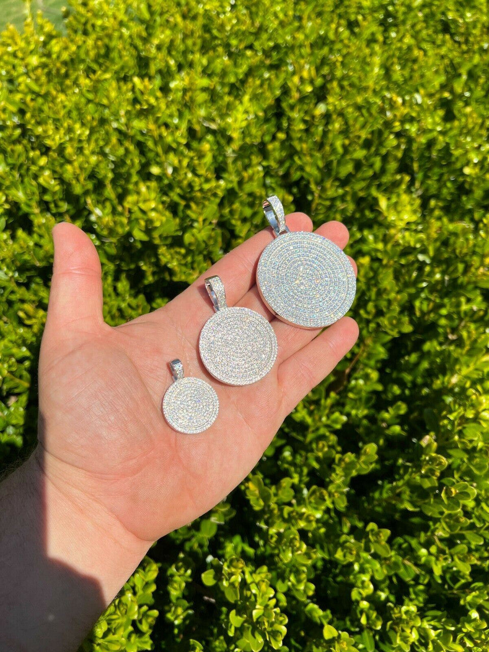 HarlemBling MOISSANITE Dog Tag Out Iced Round Hip Hop Pendant Necklace Pass Diamond Tester