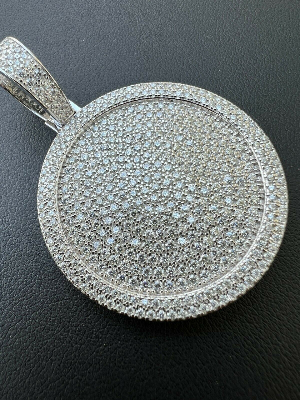 HarlemBling MOISSANITE Dog Tag Out Iced Round Hip Hop Pendant Necklace Pass Diamond Tester