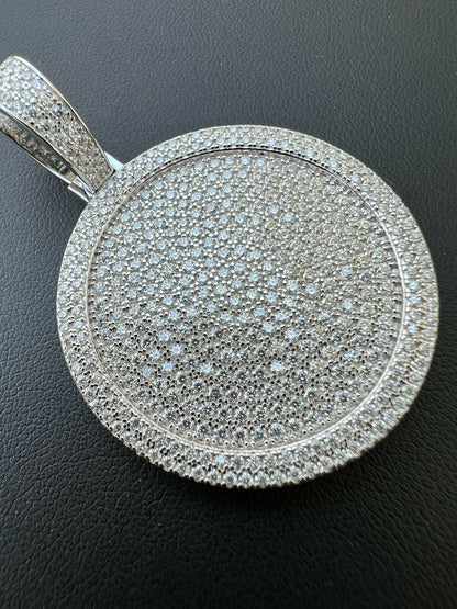 HarlemBling MOISSANITE Dog Tag Out Iced Round Hip Hop Pendant Necklace Pass Diamond Tester