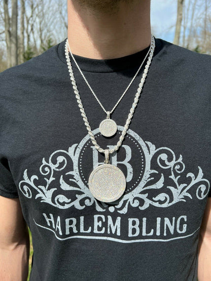 HarlemBling MOISSANITE Dog Tag Out Iced Round Hip Hop Pendant Necklace Pass Diamond Tester