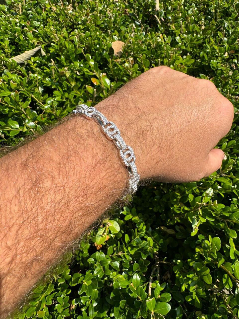 HarlemBling MOISSANITE Double C Custom Link Bracelet Iced Out - 925 Silver - 10mm - 6.5"-8"