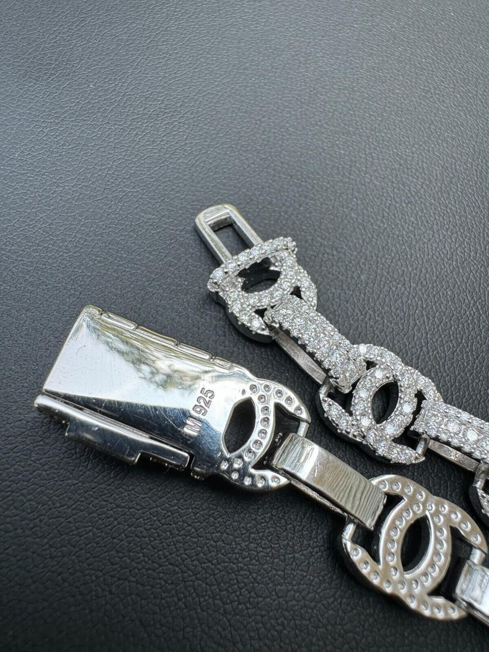 HarlemBling MOISSANITE Double C Custom Link Bracelet Iced Out - 925 Silver - 10mm - 6.5"-8"