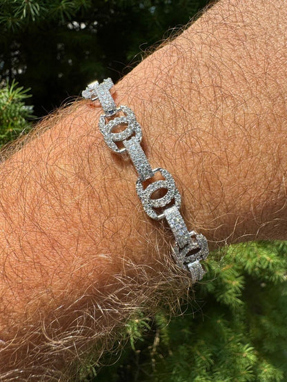 HarlemBling MOISSANITE Double C Custom Link Bracelet Iced Out - 925 Silver - 10mm - 6.5"-8"
