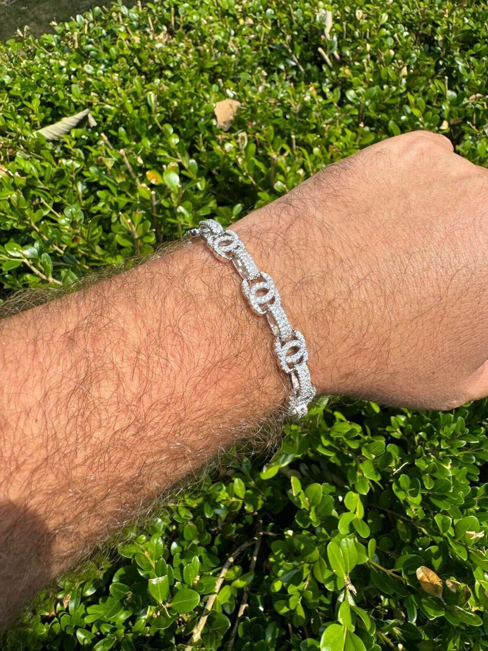 HarlemBling MOISSANITE Double C Custom Link Bracelet Iced Out - 925 Silver - 10mm - 6.5"-8"