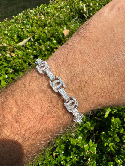 HarlemBling MOISSANITE Double C Custom Link Bracelet Iced Out - 925 Silver - 10mm - 6.5"-8"