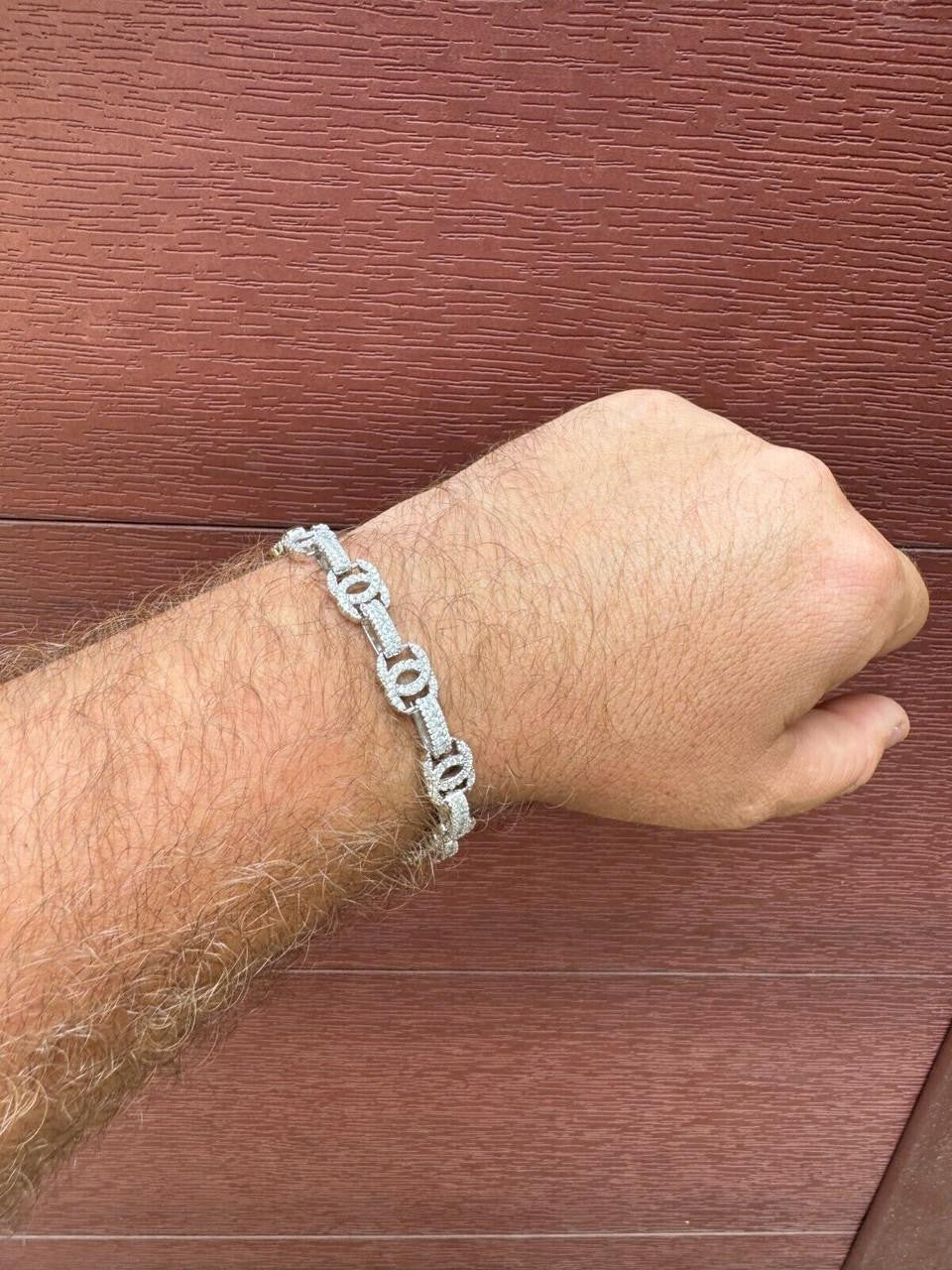 HarlemBling MOISSANITE Double C Custom Link Bracelet Iced Out - 925 Silver - 10mm - 6.5"-8"