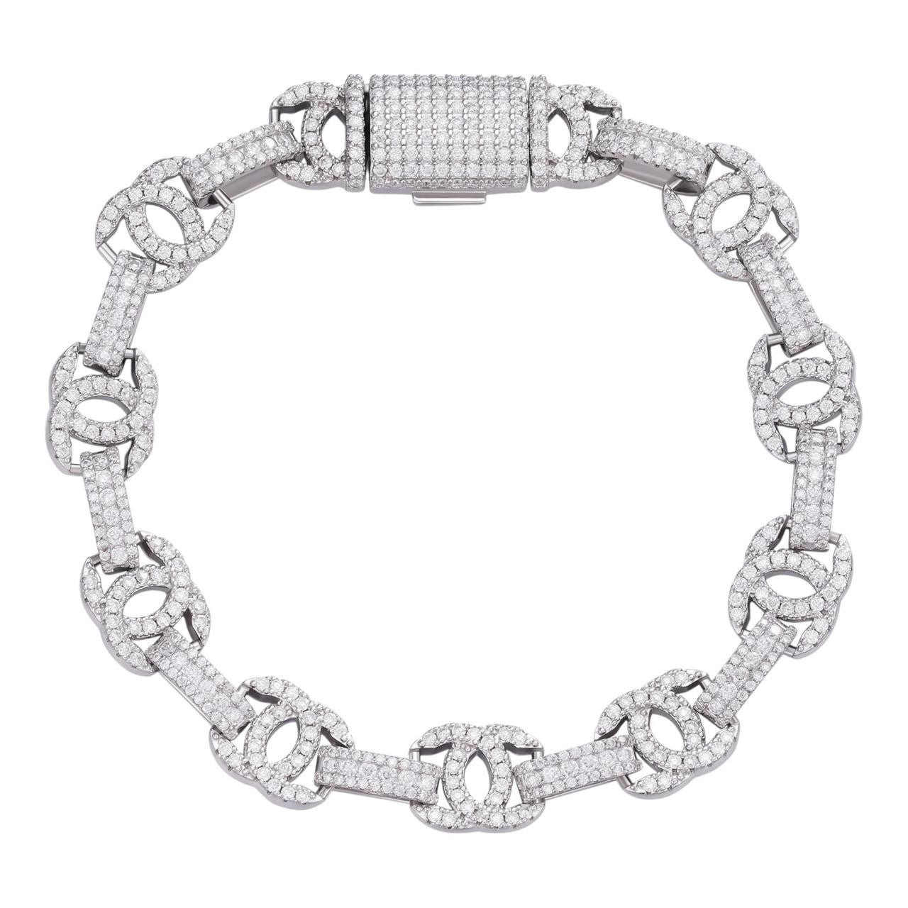 HarlemBling MOISSANITE Double C Custom Link Bracelet Iced Out - 925 Silver - 10mm - 6.5"-8"