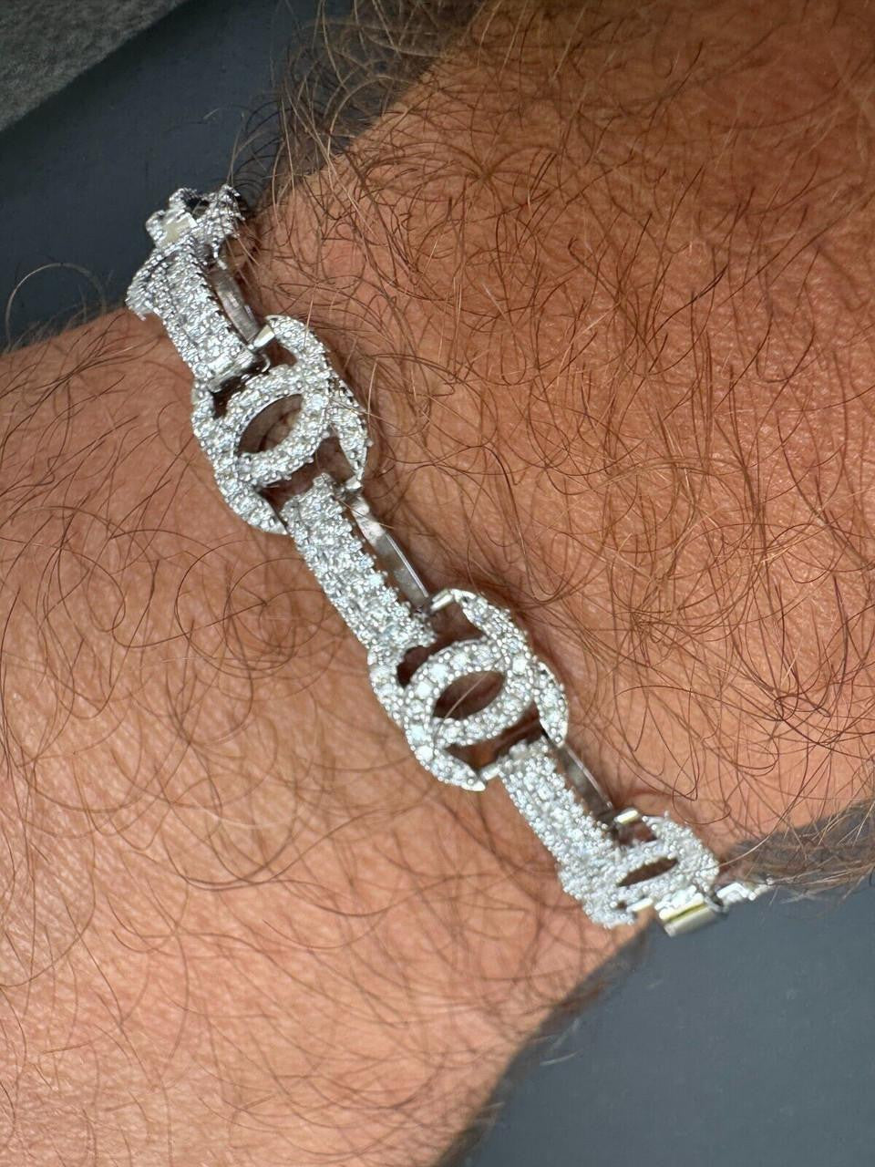 HarlemBling MOISSANITE Double C Custom Link Bracelet Iced Out - 925 Silver - 10mm - 6.5"-8"