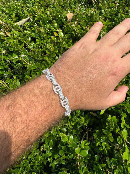 HarlemBling MOISSANITE Double C Custom Link Bracelet Iced Out - 925 Silver - 10mm - 6.5"-8"