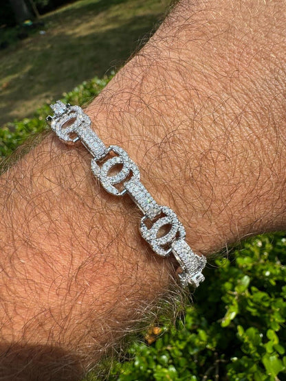 HarlemBling MOISSANITE Double C Custom Link Bracelet Iced Out - 925 Silver - 10mm - 6.5"-8"