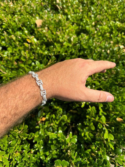 HarlemBling MOISSANITE Double C Custom Link Bracelet Iced Out - 925 Silver - 10mm - 6.5"-8"