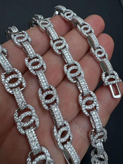 HarlemBling MOISSANITE Double C Custom Link Chain Necklace Iced Out - 925 Silver - 10mm - 16"-28"