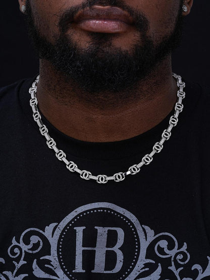HarlemBling MOISSANITE Double C Custom Link Chain Necklace Iced Out - 925 Silver - 10mm - 16"-28"