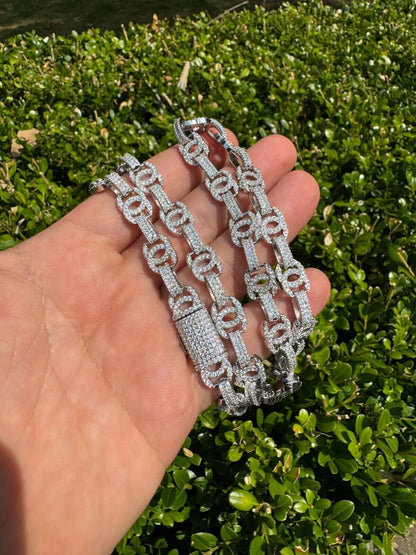 HarlemBling MOISSANITE Double C Custom Link Chain Necklace Iced Out - 925 Silver - 10mm - 16"-28"