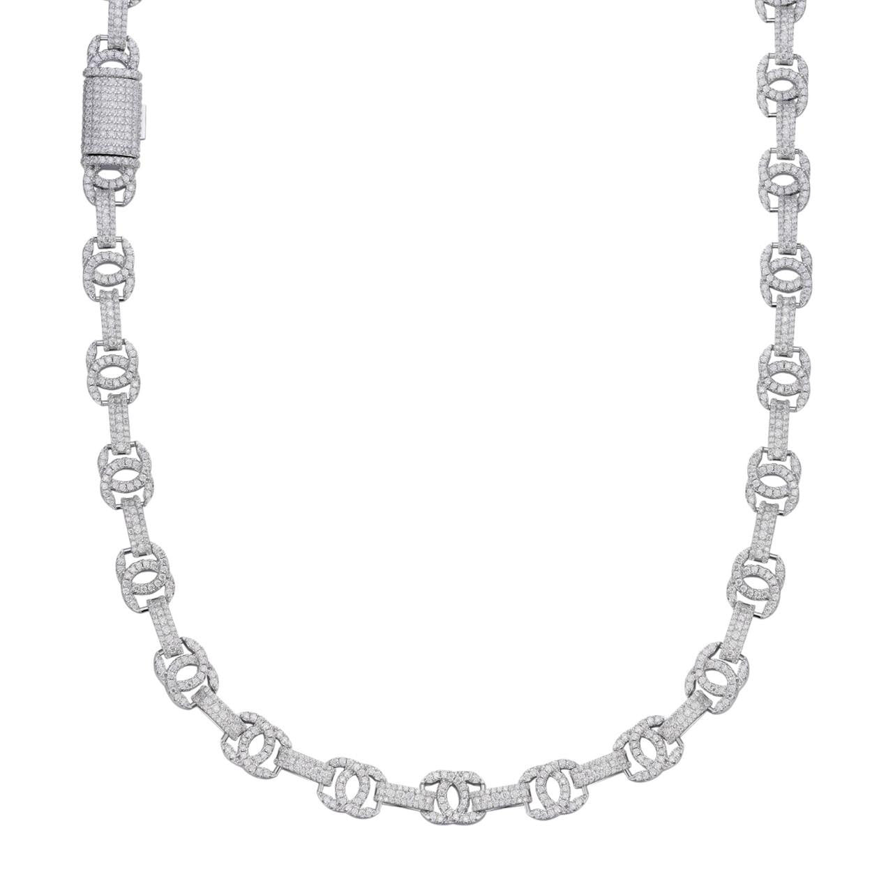 HarlemBling MOISSANITE Double C Custom Link Chain Necklace Iced Out - 925 Silver - 10mm - 16"-28"