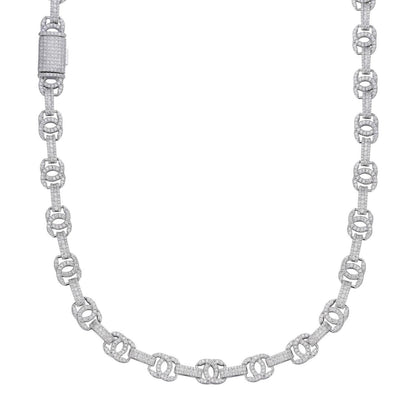 HarlemBling MOISSANITE Double C Custom Link Chain Necklace Iced Out - 925 Silver - 10mm - 16"-28"