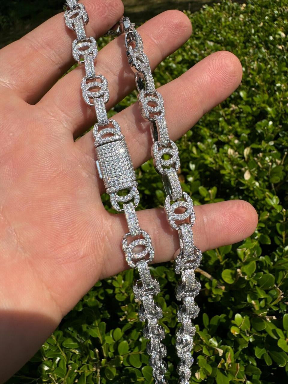 HarlemBling MOISSANITE Double C Custom Link Chain Necklace Iced Out - 925 Silver - 10mm - 16"-28"