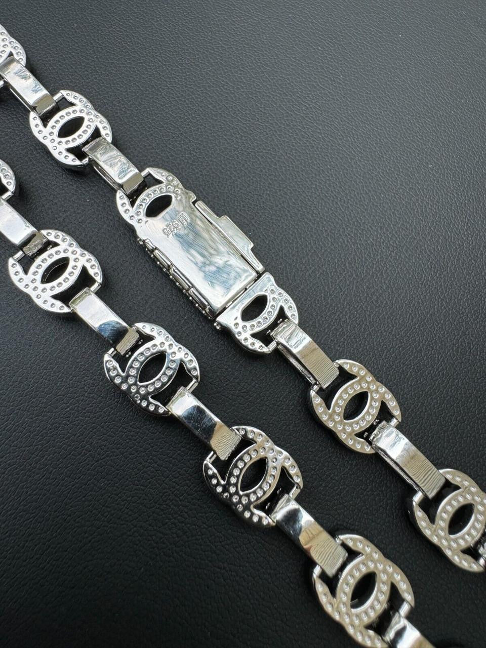 HarlemBling MOISSANITE Double C Custom Link Chain Necklace Iced Out - 925 Silver - 10mm - 16"-28"