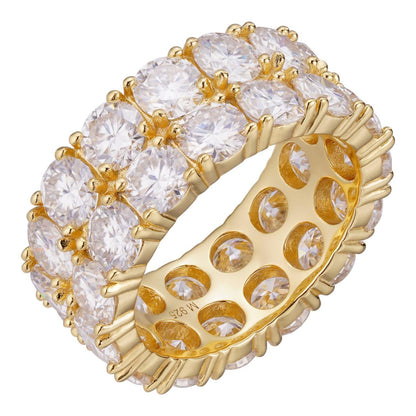 HarlemBling MOISSANITE Double Row Eternity Ring - 14k Yellow Gold Vermeil 925 Silver