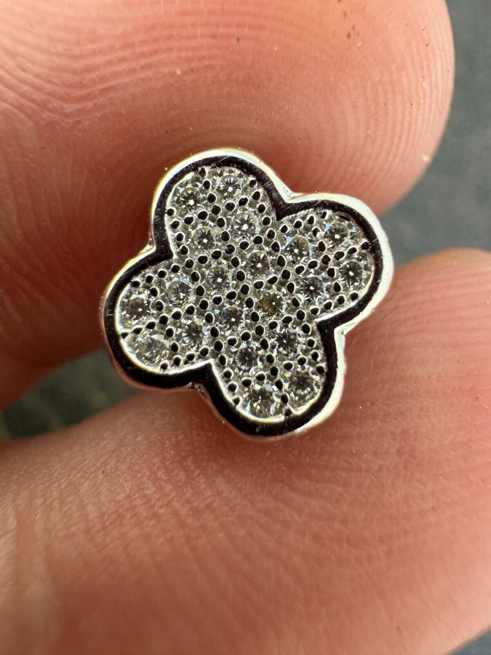 HarlemBling MOISSANITE Earrings Clover 10mm Real 925 Silver Iced Large Mens Ladies Studs