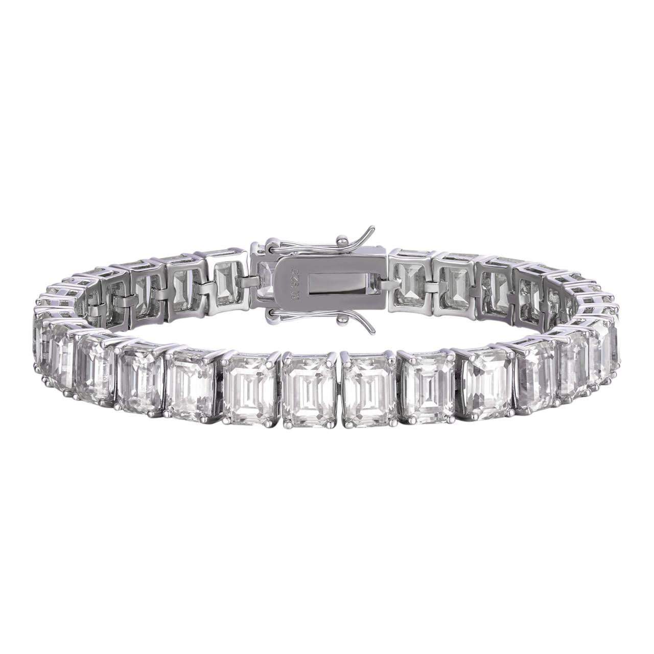 HarlemBling MOISSANITE Emerald Cut Tennis Bracelet Iced Out - 925 Silver - 8mm - 7-8"